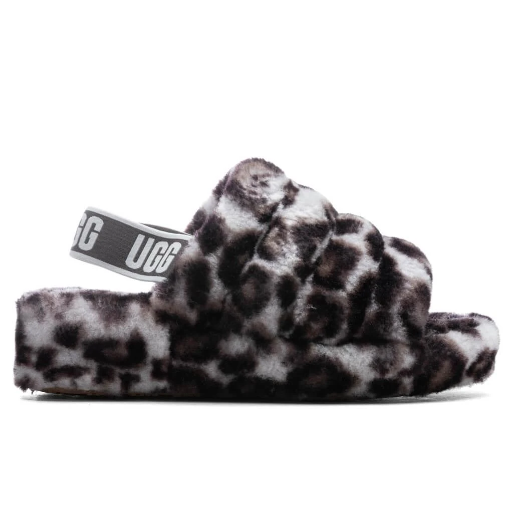 商品UGG|UGG Women's Fluff Yeah Slide Panther Print - Stormy Grey,价格¥418,第1张图片