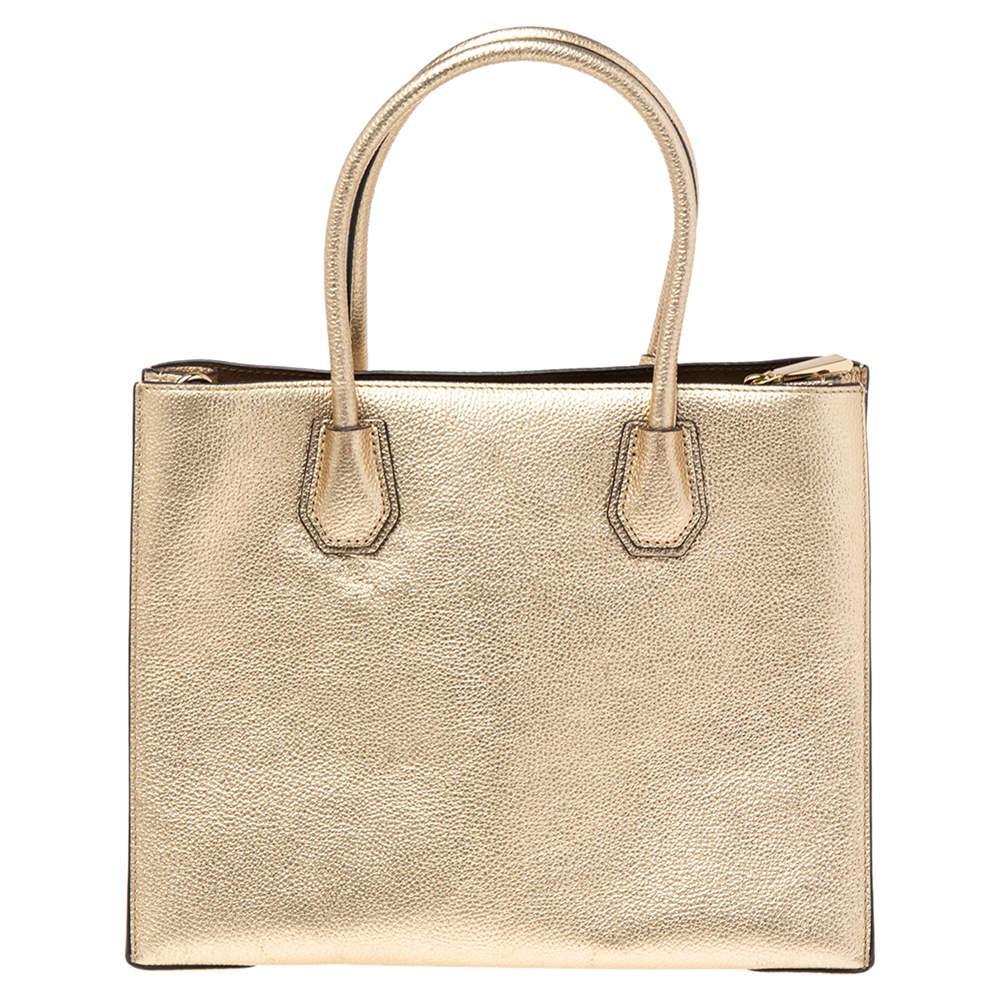 商品[二手商品] Michael Kors|Michael Kors Metallic Gold Leather Medium Mercer Tote,价格¥1234,第6张图片详细描述