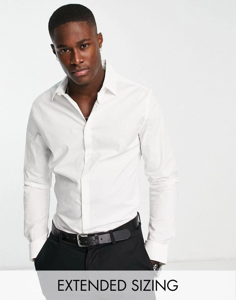商品ASOS|ASOS DESIGN skinny fit shirt in white,价格¥164,第1张图片