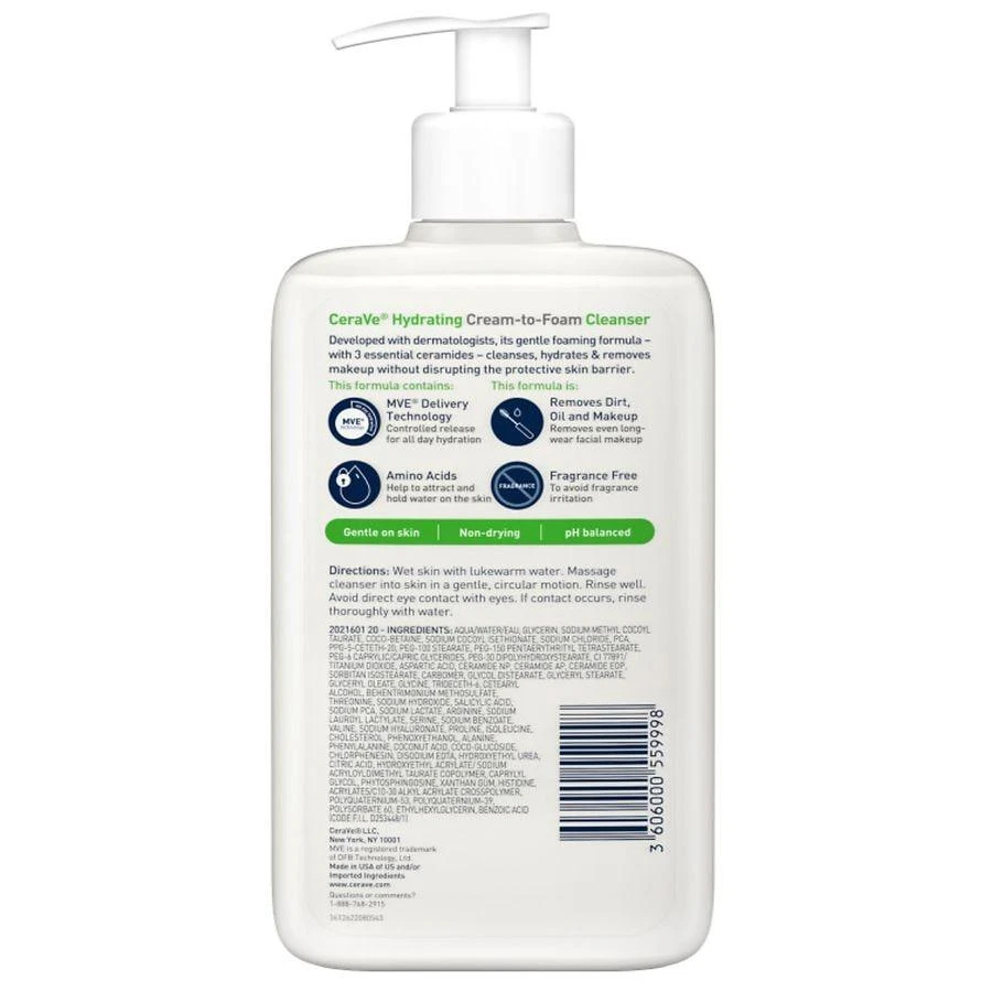 商品CeraVe|Hydrating Cream-to-Foam Face Cleanser,价格¥143,第2张图片详细描述