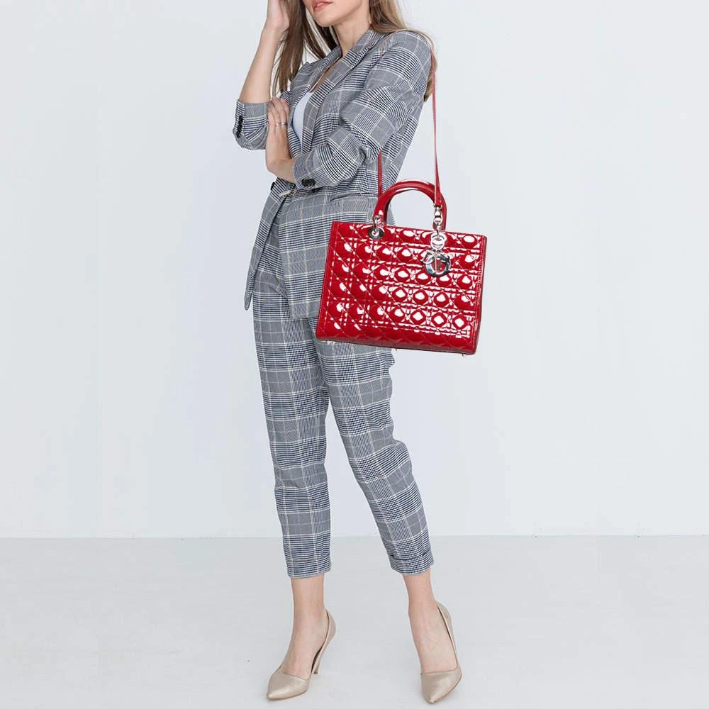 商品[二手商品] Dior|Dior Red Cannage Patent Leather Large Lady Dior Tote,价格¥20345,第2张图片详细描述