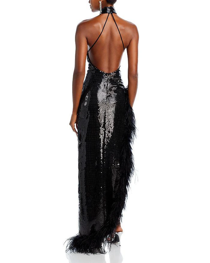 商品retrofête|Vixen Feather Trim Sequin Gown,价格¥4021,第4张图片详细描述