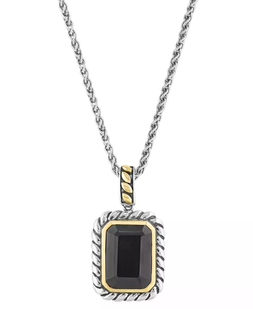 EFFY® Onyx Rope-Framed 18" Pendant Necklace in Sterling Silver & 14k Gold-Plate 商品