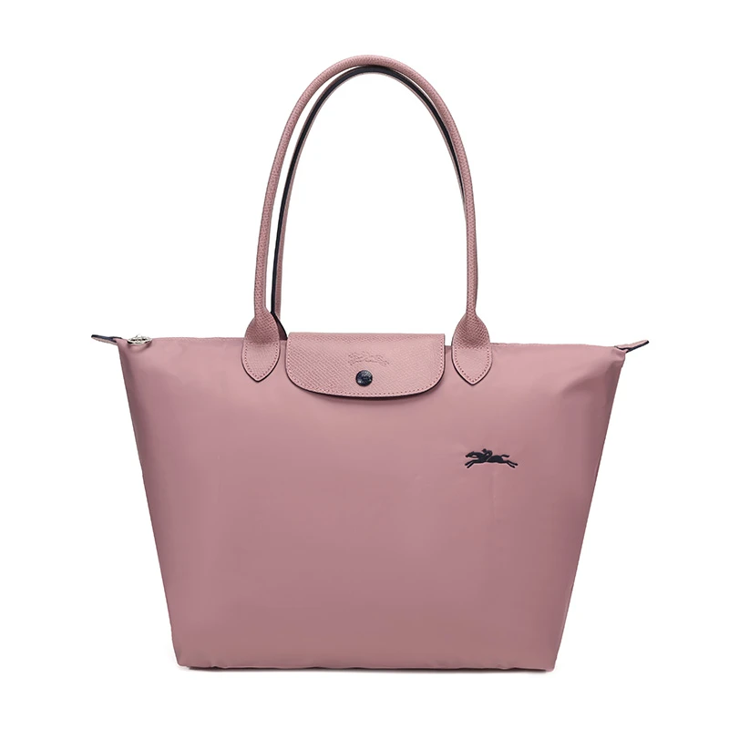 商品Longchamp|LONGCHAMP 珑骧 女士织物大号长柄可折叠女包手提单肩包 复古粉色 L1899619P44,价格¥908,第1张图片