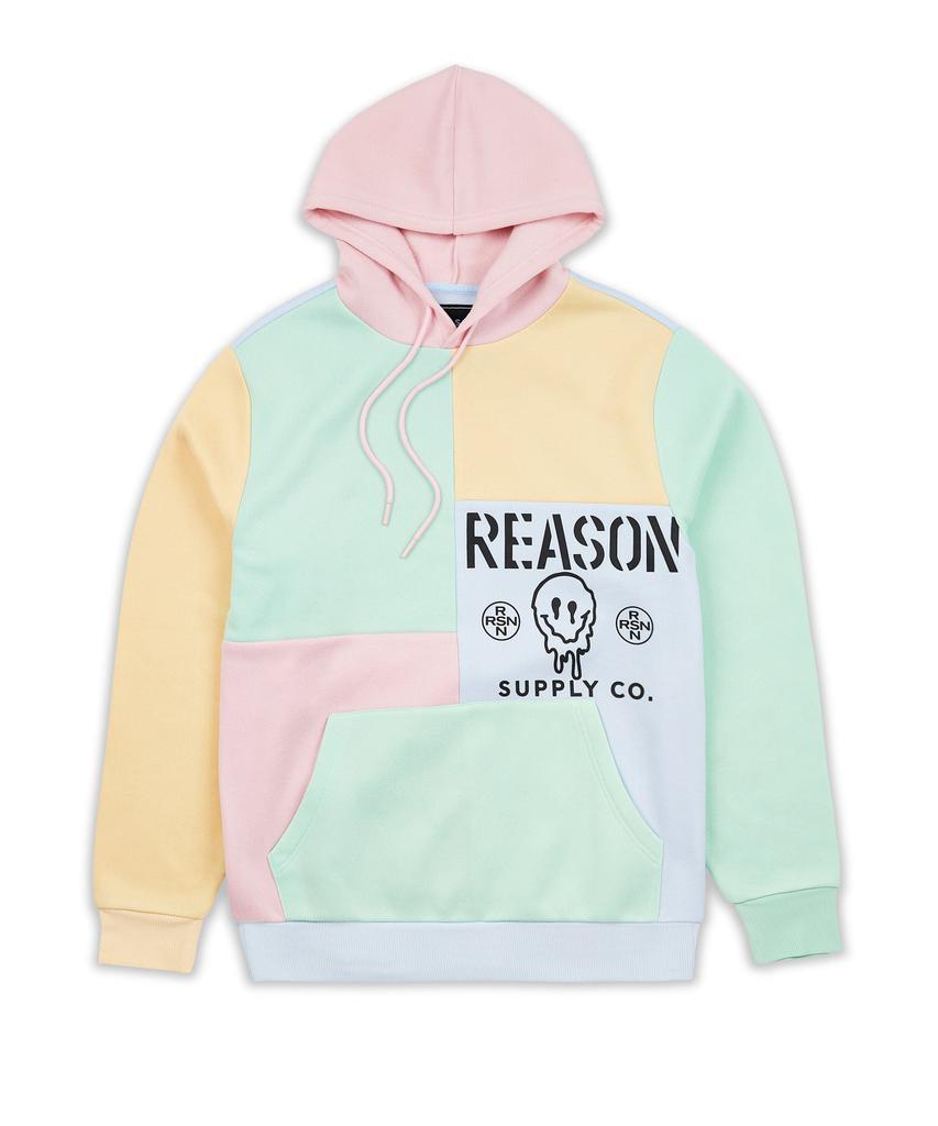 商品Reason Clothing|Drip Color Block Pastel Fleece Hoodie,价格¥74,第4张图片详细描述