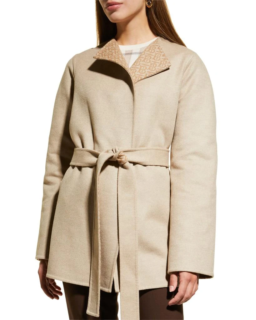 商品Burberry|Ennis Monogram Belted Wool-Cashmere Wrap Coat,价格¥16174,第3张图片详细描述