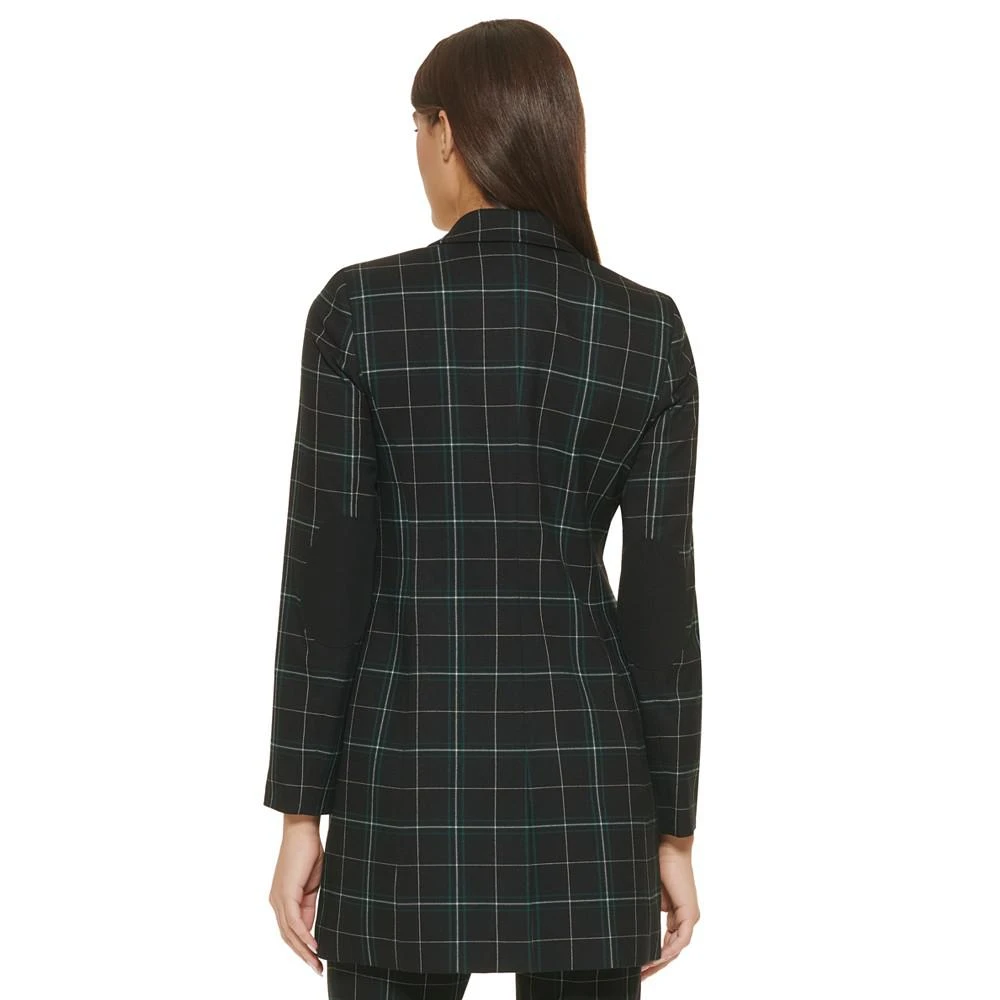 商品Tommy Hilfiger|Women's Windowpane-Print One-Button Longline Blazer,价格¥364,第2张图片详细描述