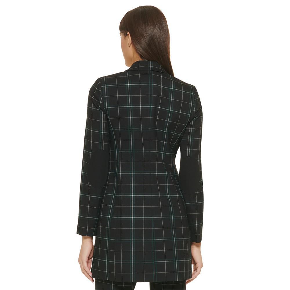 商品Tommy Hilfiger|Women's Windowpane-Print One-Button Longline Blazer,价格¥684,第4张图片详细描述