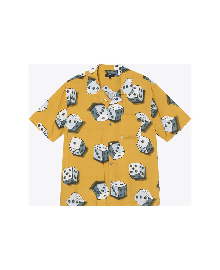 Dice Pattern Shirt Yellow Viscose Shirt With Dice Pattern Print - Dice Pattern Shirt商品第1张图片规格展示
