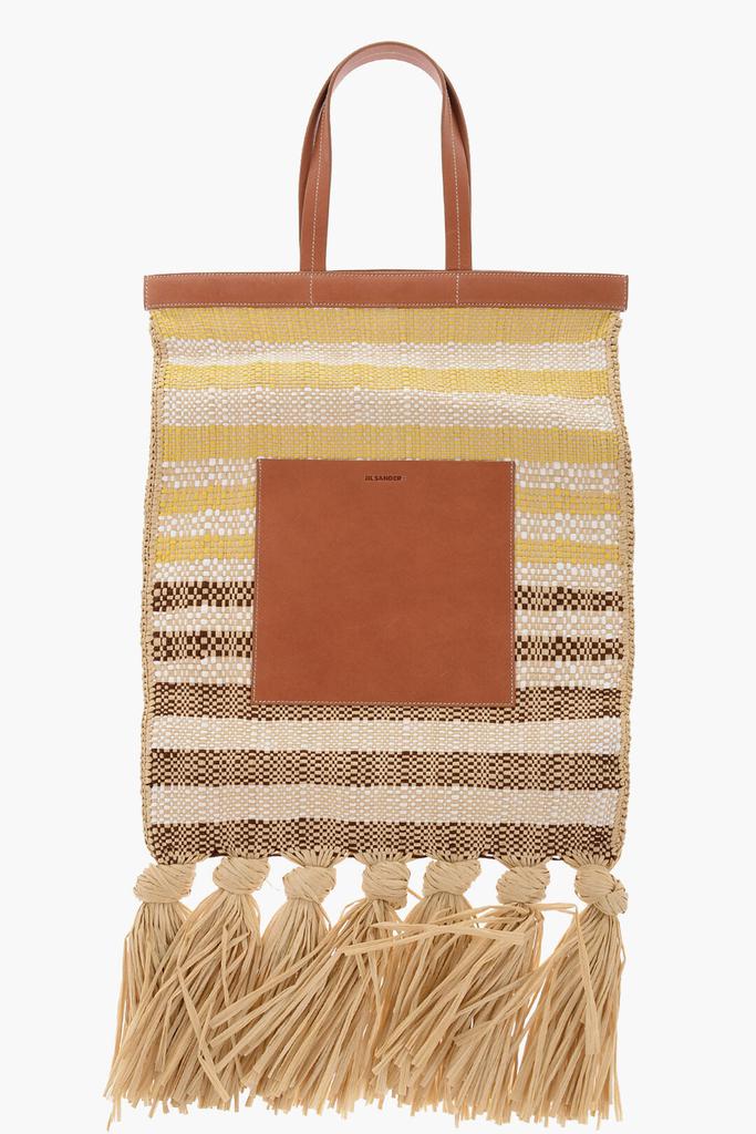 Jil Sander Jil Sander Raffia SUNFLOWER Tote Bag With Leather