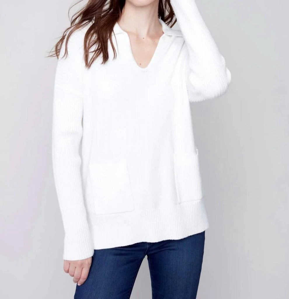 商品CHARLIE B|Johnny Collar Sweater In White,价格¥528,第1张图片