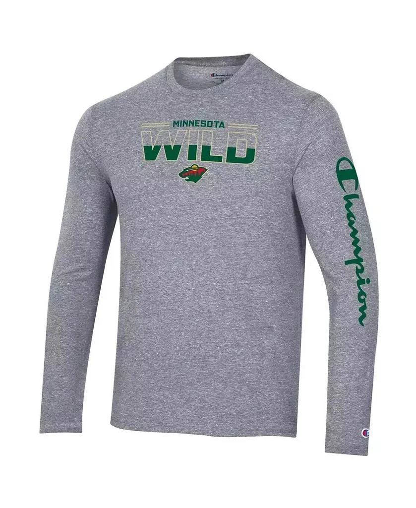 商品CHAMPION|Men's Heather Gray Minnesota Wild Tri-Blend Long Sleeve T-shirt,价格¥300,第3张图片详细描述