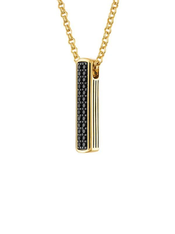商品Esquire Men's Jewelry|14K Goldplated Sterling Silver & Black Sapphire Vertical Bar Pendant Necklace,价格¥1638,第2张图片详细描述