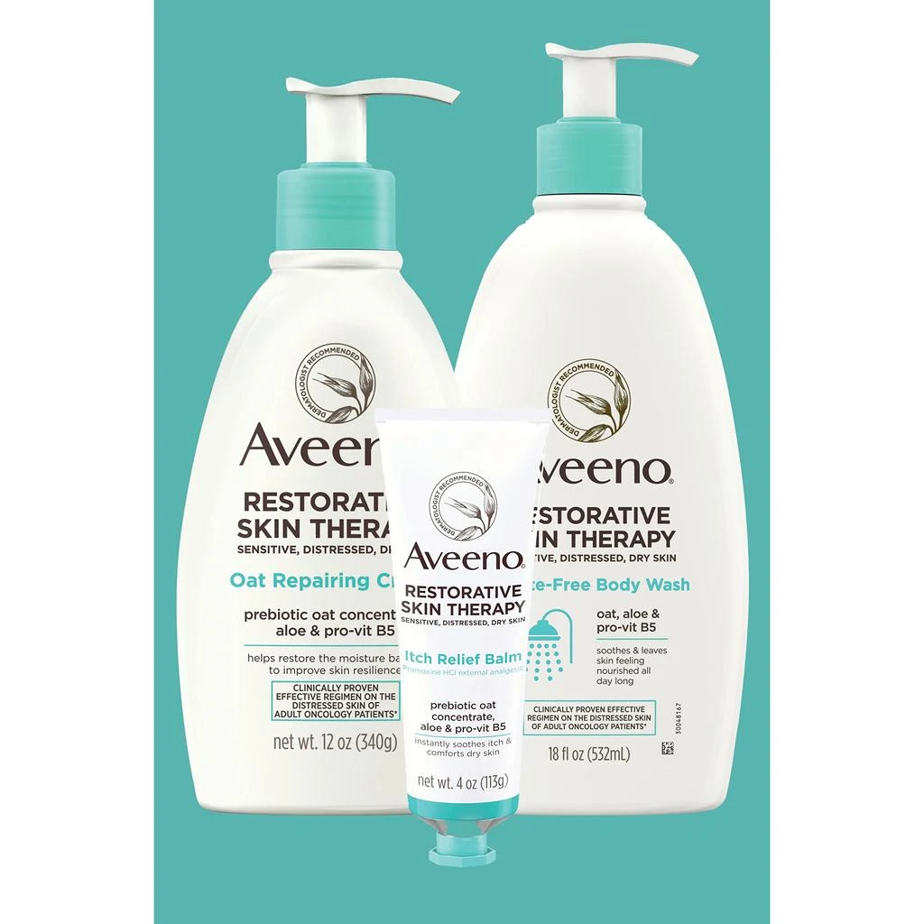 商品Aveeno|Aveeno Calm + Restore Oat Repairing Body Lotion for Sensitive Skin, Daily Moisturizer with Prebiotic Oat, Aloe & Pro-Vitamin B5 Helps Restore Skin's Moisture Barrier, Fragrance Free, 12 oz,价格¥284-¥1915,第4张图片详细描述