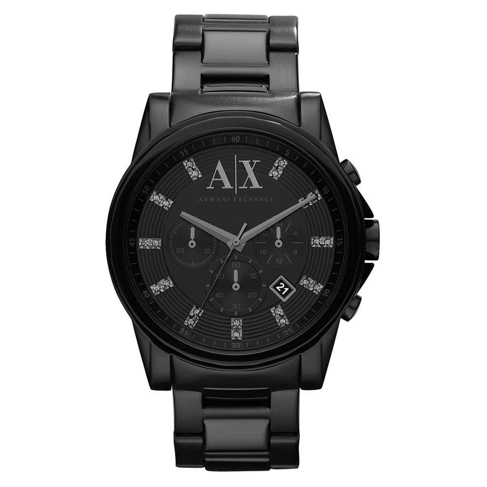 Men's Chronograph Black Stainless Steel Bracelet Watch 45mm商品第1张图片规格展示