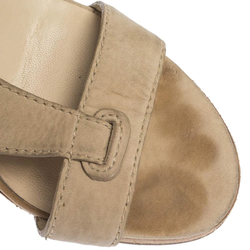 Céline Beige Leather T-Strap Wedge Platform Slingback Sandals Size 37.5 商品