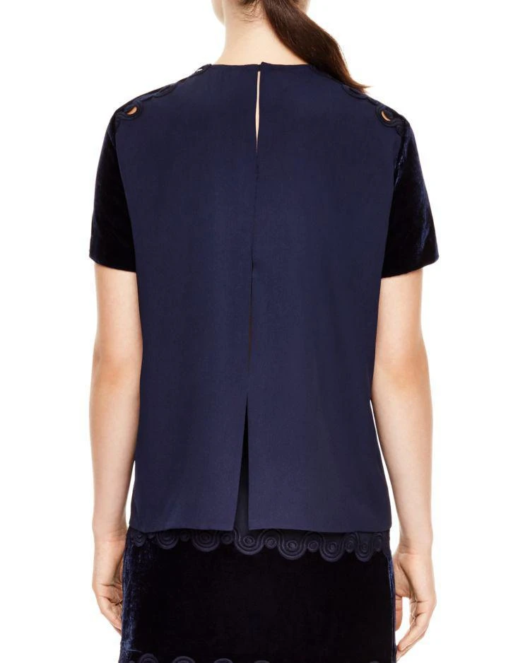 商品Sandro|Luke Velvet-Panel Braid-Detail Top,价格¥1092,第2张图片详细描述