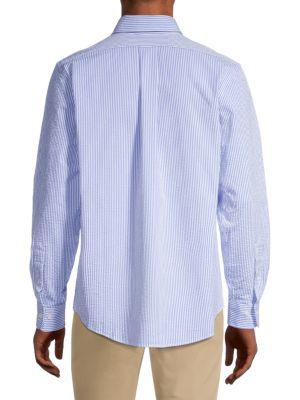 Regent-Fit Seersucker Striped Shirt商品第2张图片规格展示