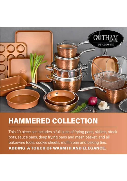 商品Gotham Steel|20 Piece Hammer Ti Ceramic Nonstick Cookware and Bakeware Set,价格¥1823,第2张图片详细描述