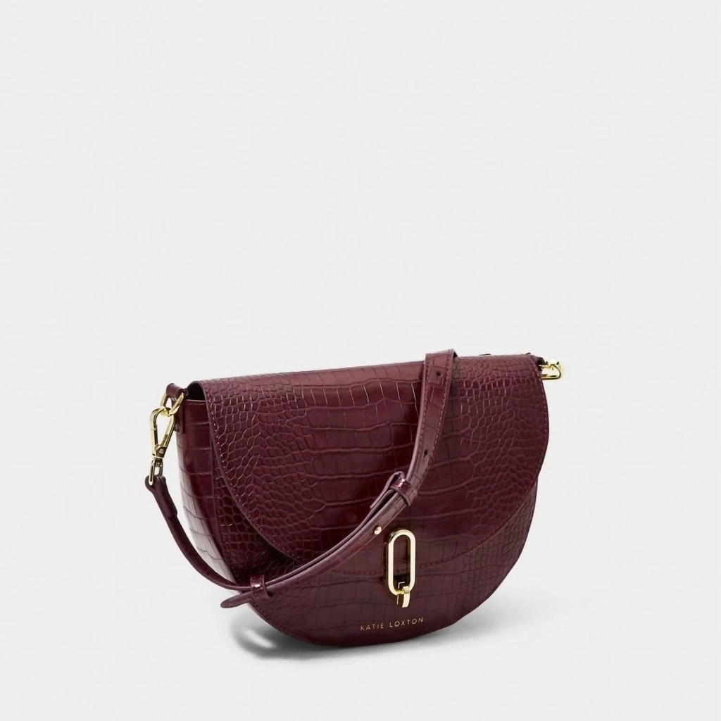 商品Katie Loxton|Quinn Faux Croc Saddle Purse In Wine,价格¥449,第1张图片