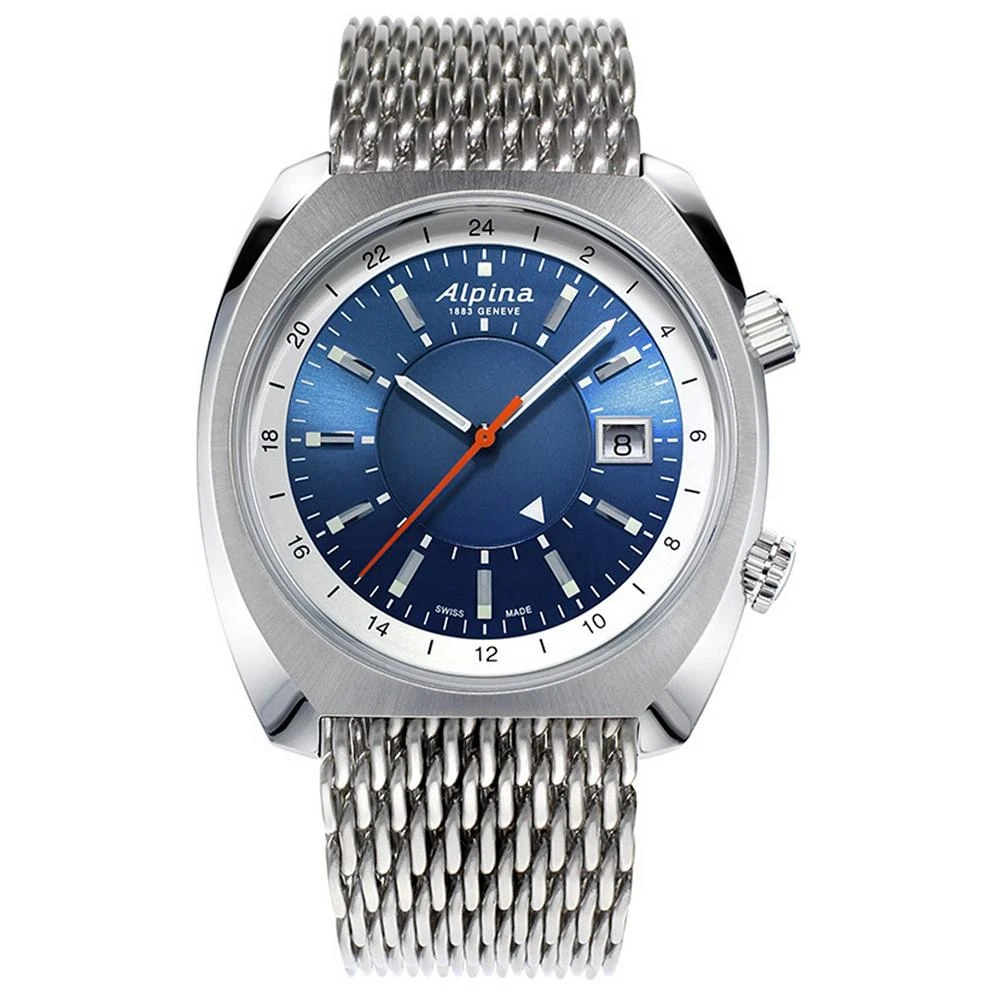 商品Alpina|Men's Swiss Automatic Startimer Pilot Heritage GMT Stainless Steel Mesh Bracelet Watch 42x41mm,价格¥12680,第1张图片