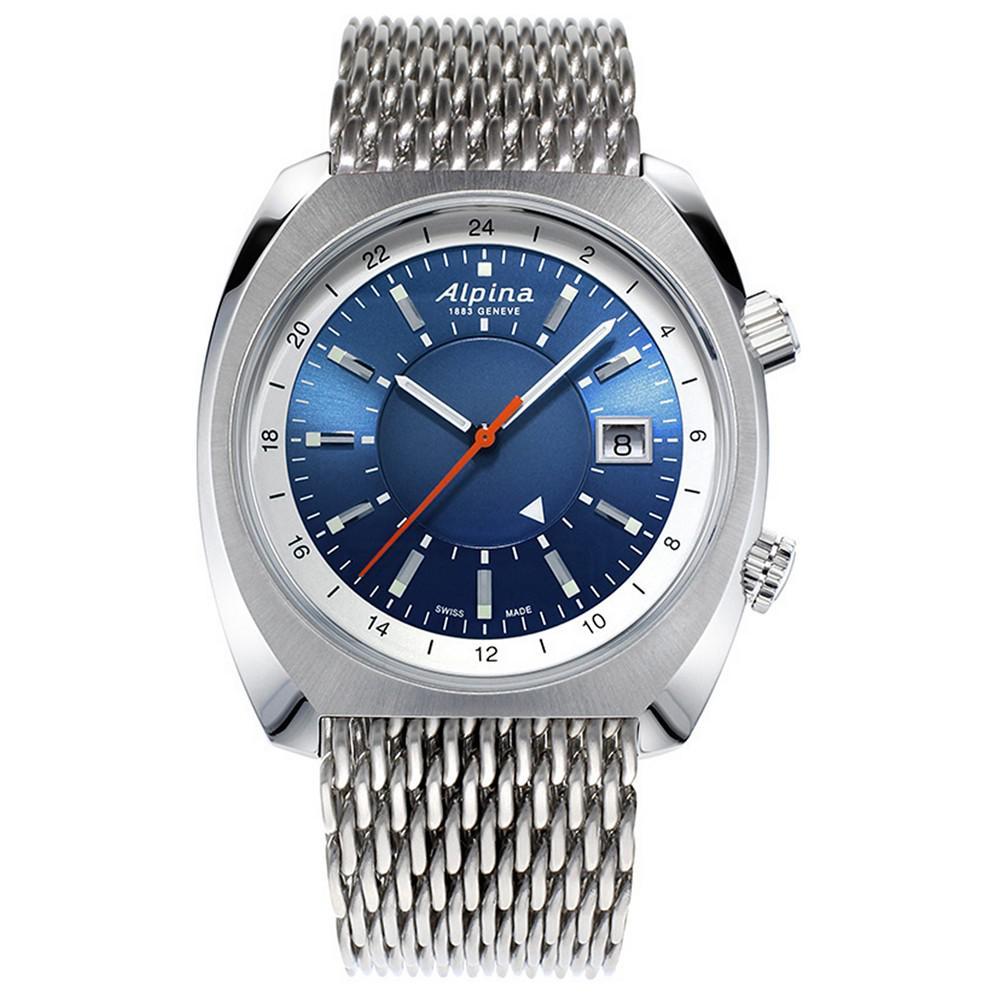 商品Alpina|Men's Swiss Automatic Startimer Pilot Heritage GMT Stainless Steel Mesh Bracelet Watch 42x41mm,价格¥12427,第1张图片