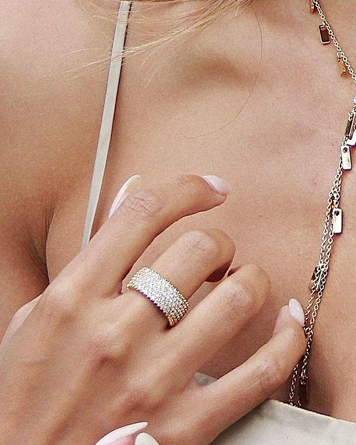 商品Ettika Jewelry|Cubic Zirconia & 18K Gold Plated Thick Band Ring,价格¥335,第2张图片详细描述