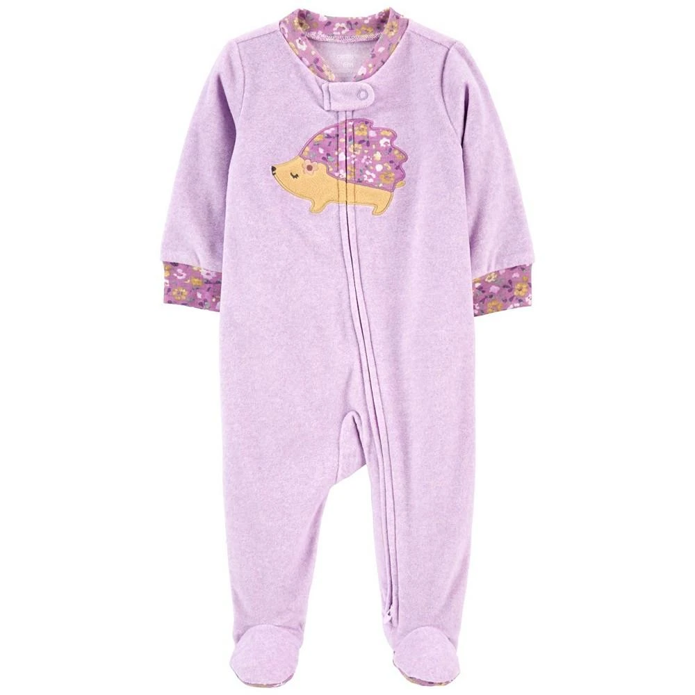 商品Carter's|Baby Girls Hedgehog Zip-Up Fleece Sleep and Play,价格¥61,第1张图片