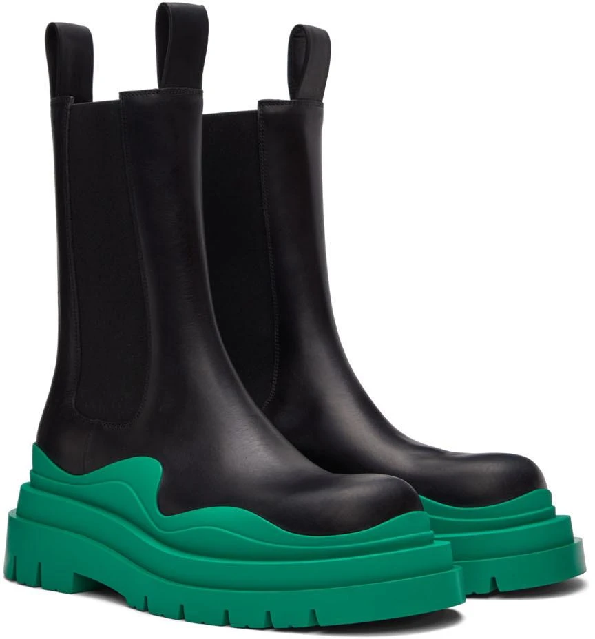 商品Bottega Veneta|Black & Green Tire Chelsea Boots,价格¥10946,第4张图片详细描述