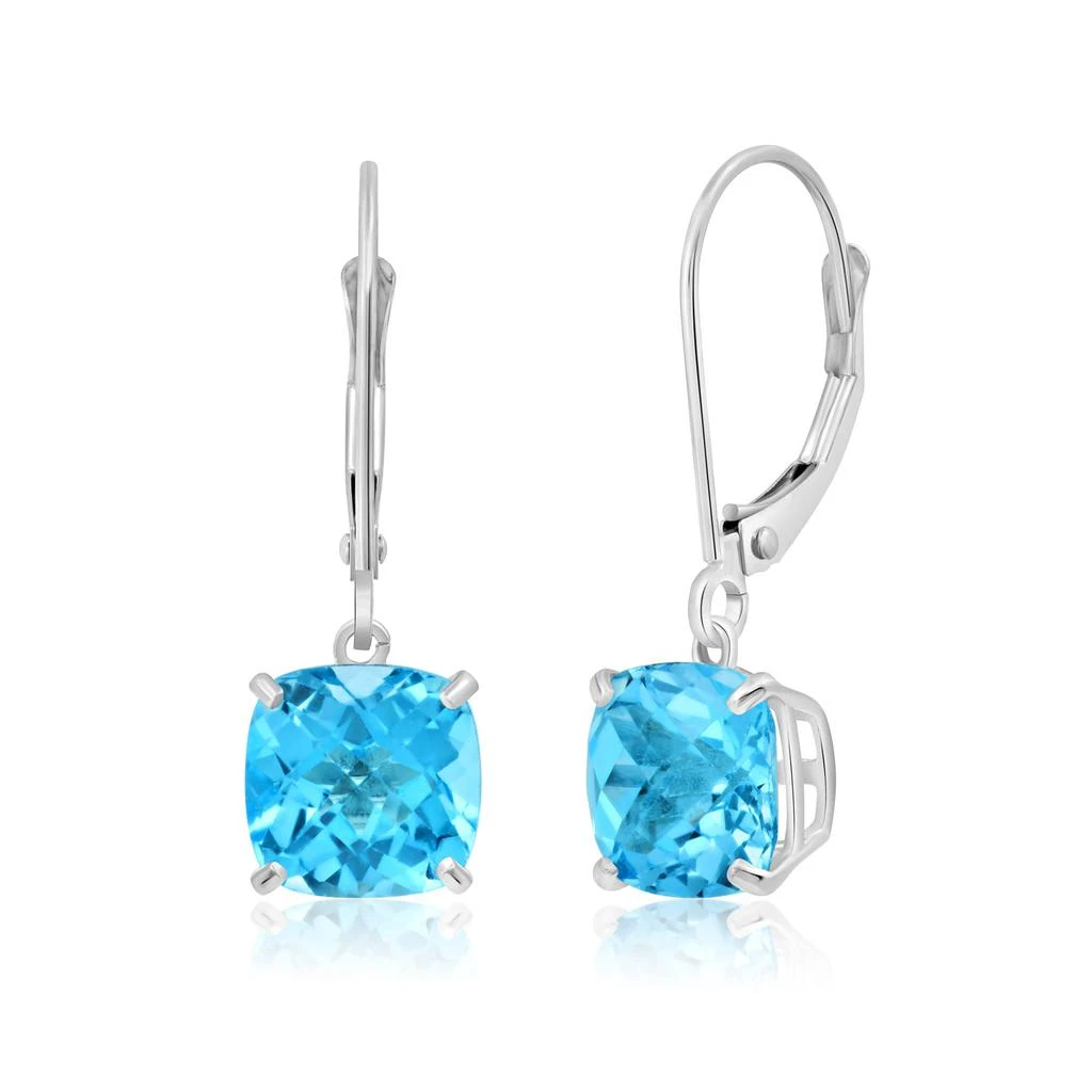 14k Solid White Gold Gemstone Dangle Leverback Earrings (8mm) 商品