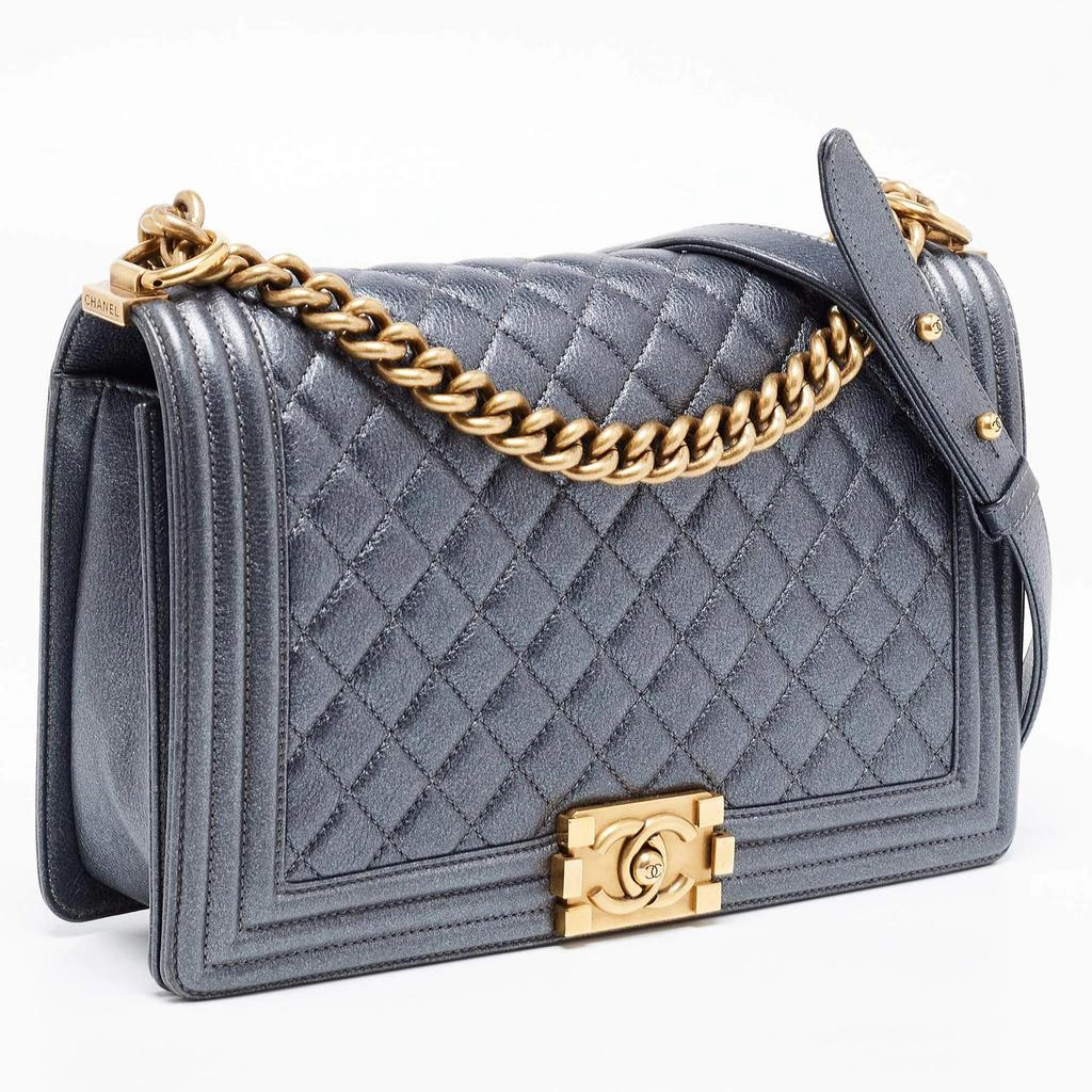 商品[二手商品] Chanel|Chanel Dark Grey Quilted Leather Large Boy Flap Bag,价格¥25070,第3张图片详细描述