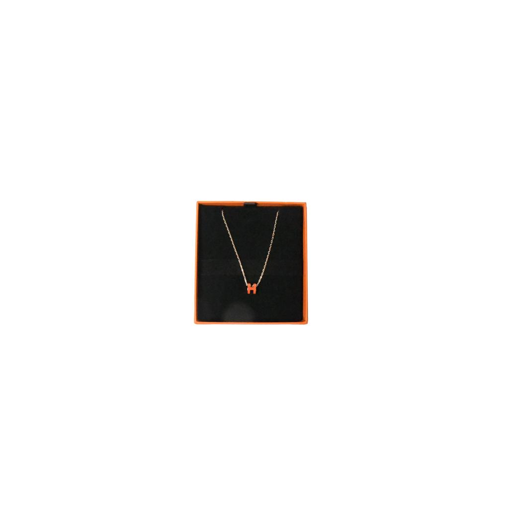 Hermes Mini Pop H Gold HW Necklace Orange商品第1张图片规格展示