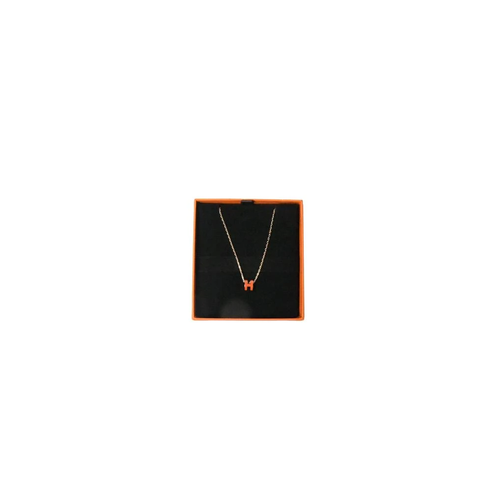 商品Hermes|Hermes Mini Pop H Gold HW Necklace Orange,价格¥4728,第1张图片