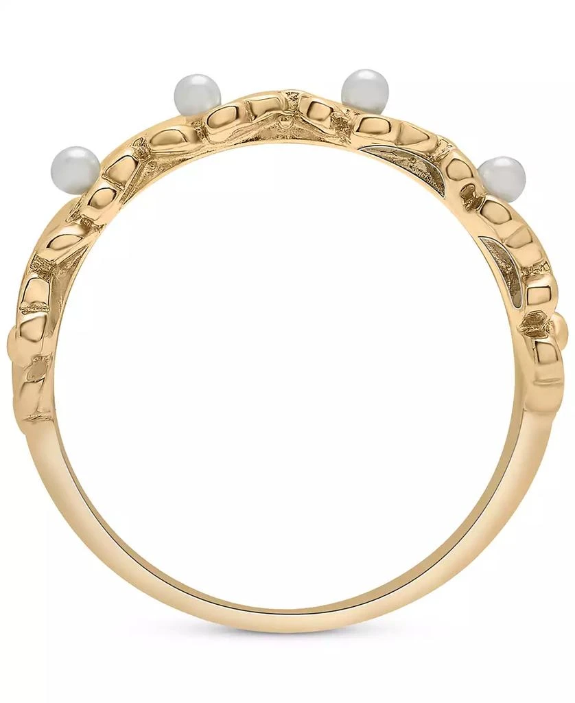 商品Macy's|Cultured Freshwater Pearl (1-3/4mm) Heart Flower Ring in 14k Gold-Plated Sterling Silver,价格¥268,第3张图片详细描述