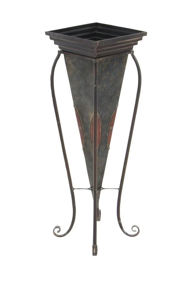 商品WILLOW ROW|Brown Metal Indoor & Outdoor Planter with Scroll Stand - Set of 2,价格¥999,第4张图片详细描述