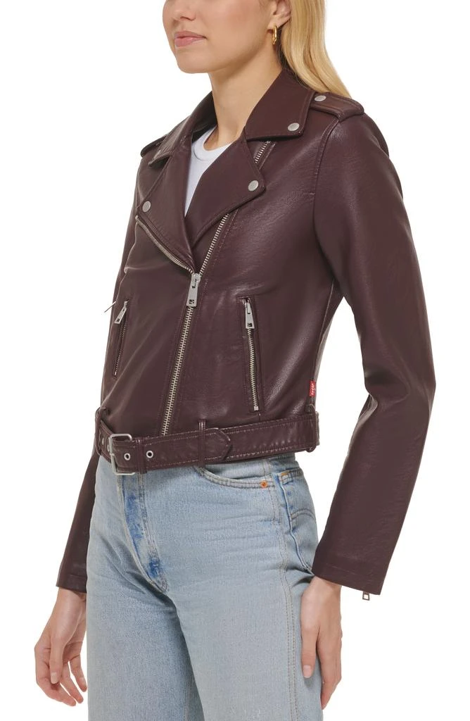 商品Levi's|Faux Leather Fashion Belted Moto Jacket,价格¥576,第5张图片详细描述