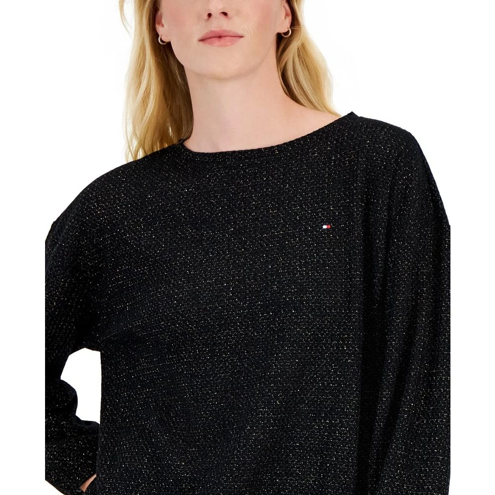 商品Tommy Hilfiger|Women's Waffled Metallic Long-Sleeve Top,价格¥314,第3张图片详细描述