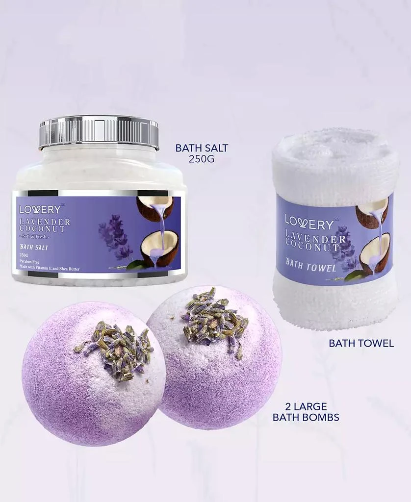 商品Lovery|9 Piece Home Spa Lavender Coconut Body Care Gift Set,价格¥281,第3张图片详细描述