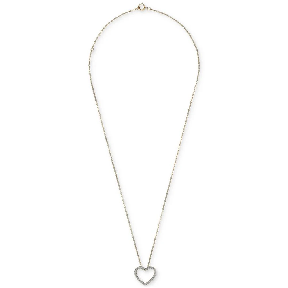 商品Macy's|Diamond Open Heart Pendant Necklace (1 ct. t.w.) in 14k Gold, 16" + 2" extender,价格¥8133,第1张图片