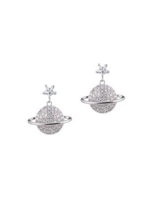 商品Eye Candy LA|Luxe Silvertone & Crystal Planet Saturn Drop Earrings,价格¥248,第1张图片
