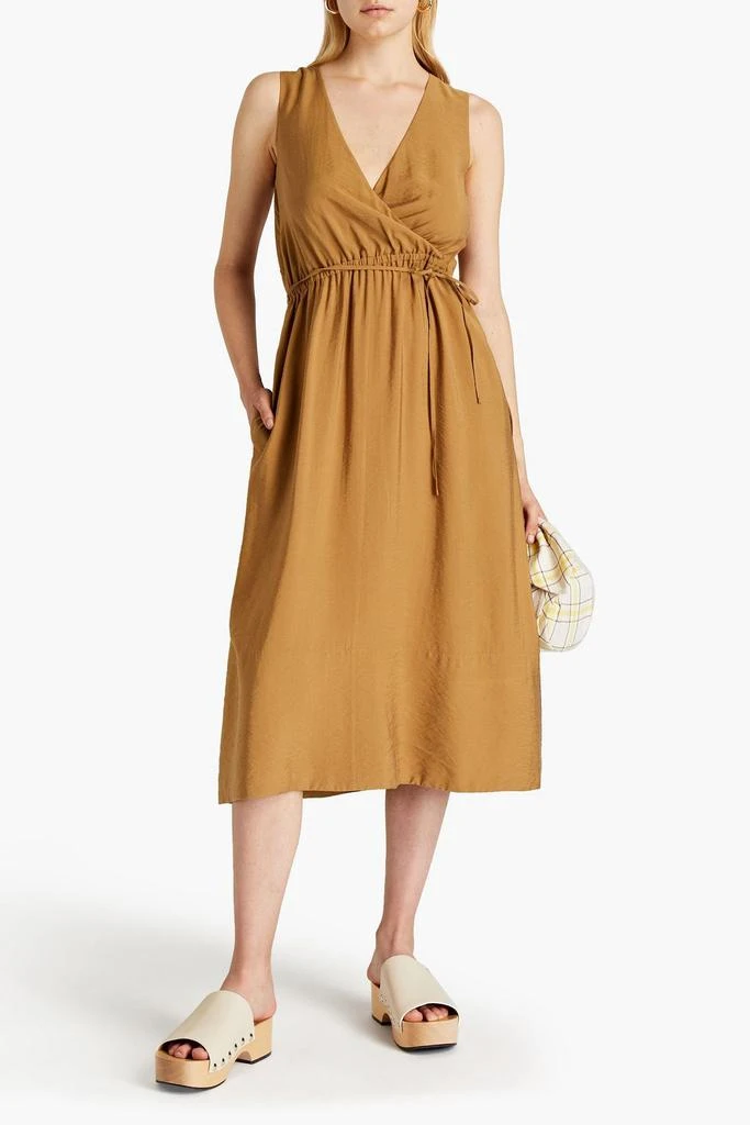 商品Vince|Wrap-effect twill midi dress,价格¥1473,第4张图片详细描述