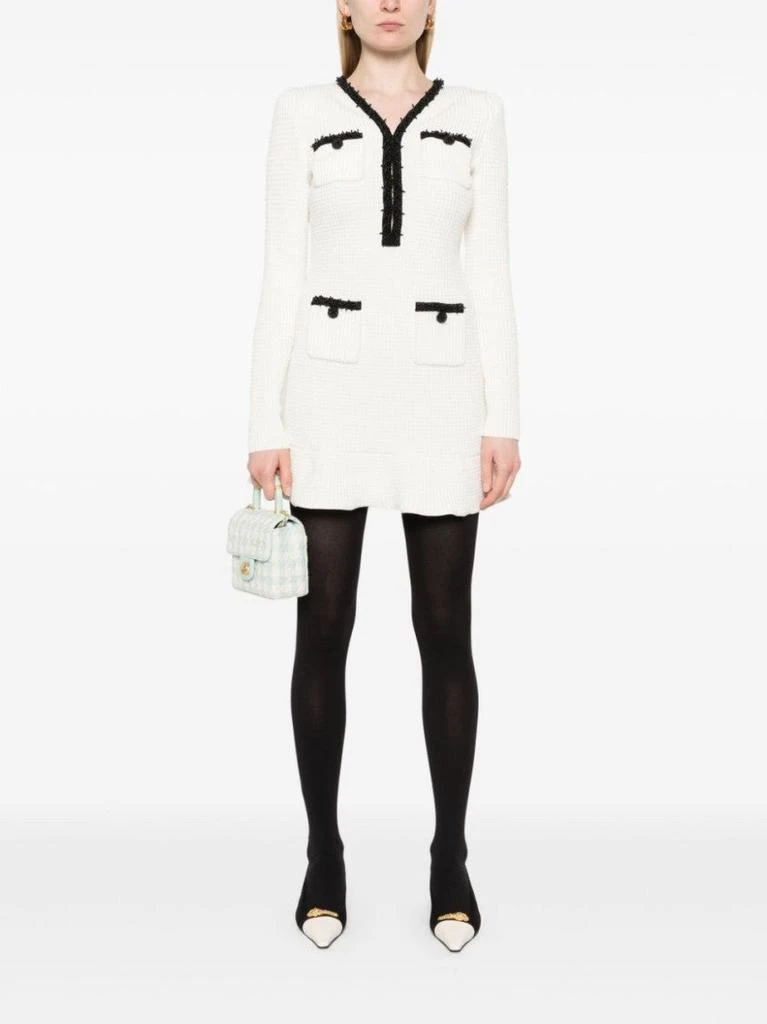 商品Self Portrait|Textured Black/White Mini Dress,价格¥3557,第2张图片详细描述