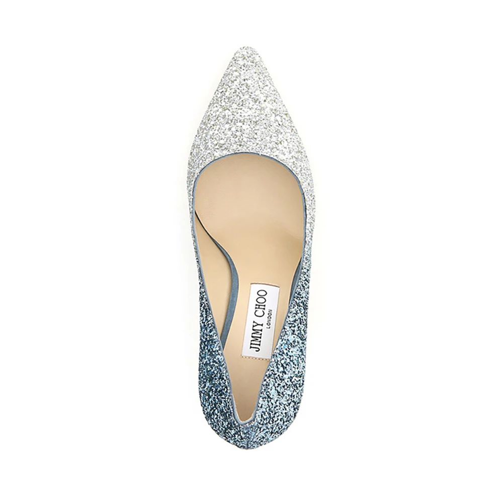 JIMMY CHOO 女士闪光蓝色渐变高跟鞋 ROMY85-VXB-SILVER-DUSKBLUE 商品