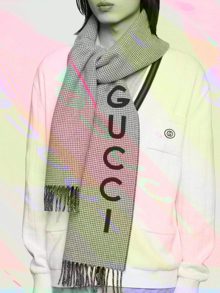 商品Gucci|Pied De Poule Wool Blend Scarf,价格¥3681,第1张图片