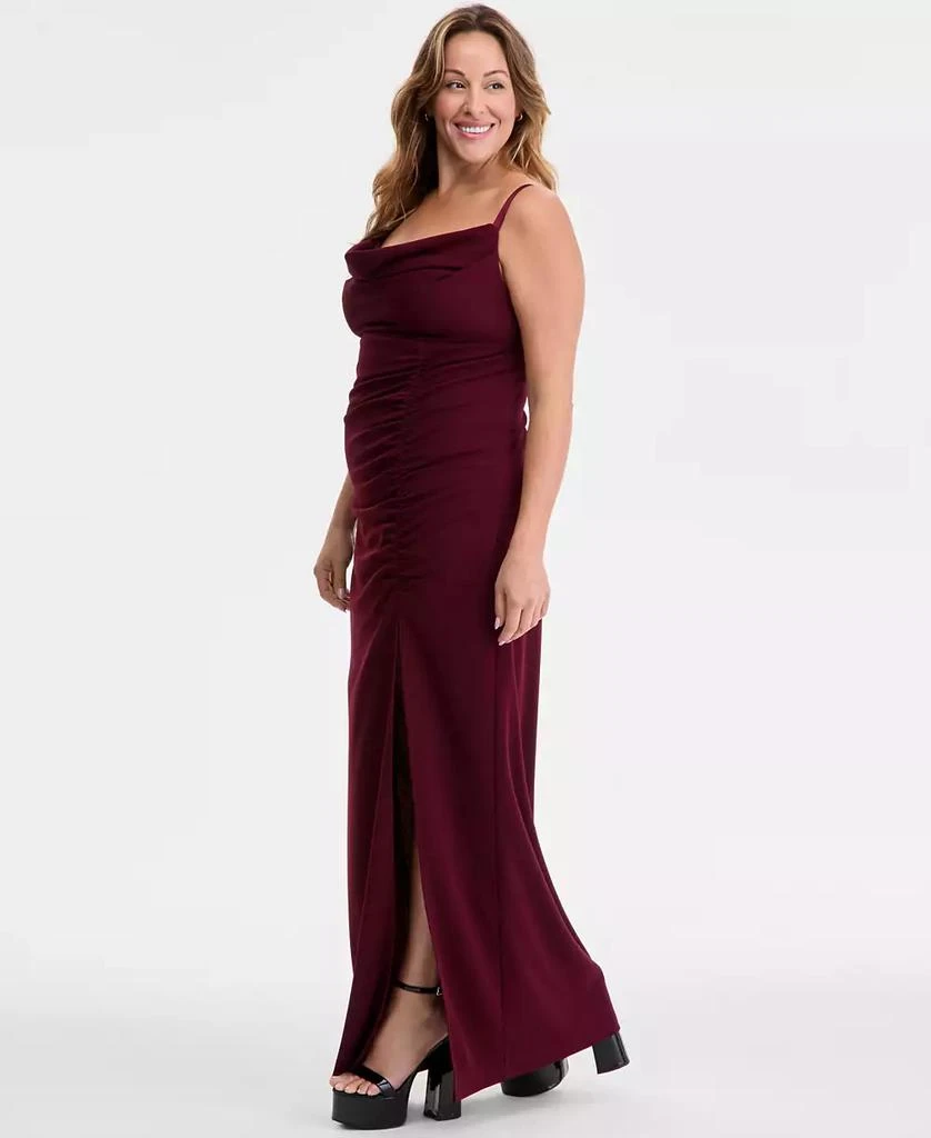 商品Emerald Sundae|Trendy Plus Size Cowlneck Side-Ruched Maxi Dress, Created for Macy's,价格¥585,第3张图片详细描述