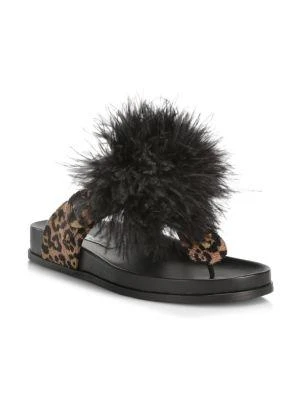 商品Aquazzura|Boudoir Feather-Trimmed Thong Sandals,价格¥897,第2张图片详细描述