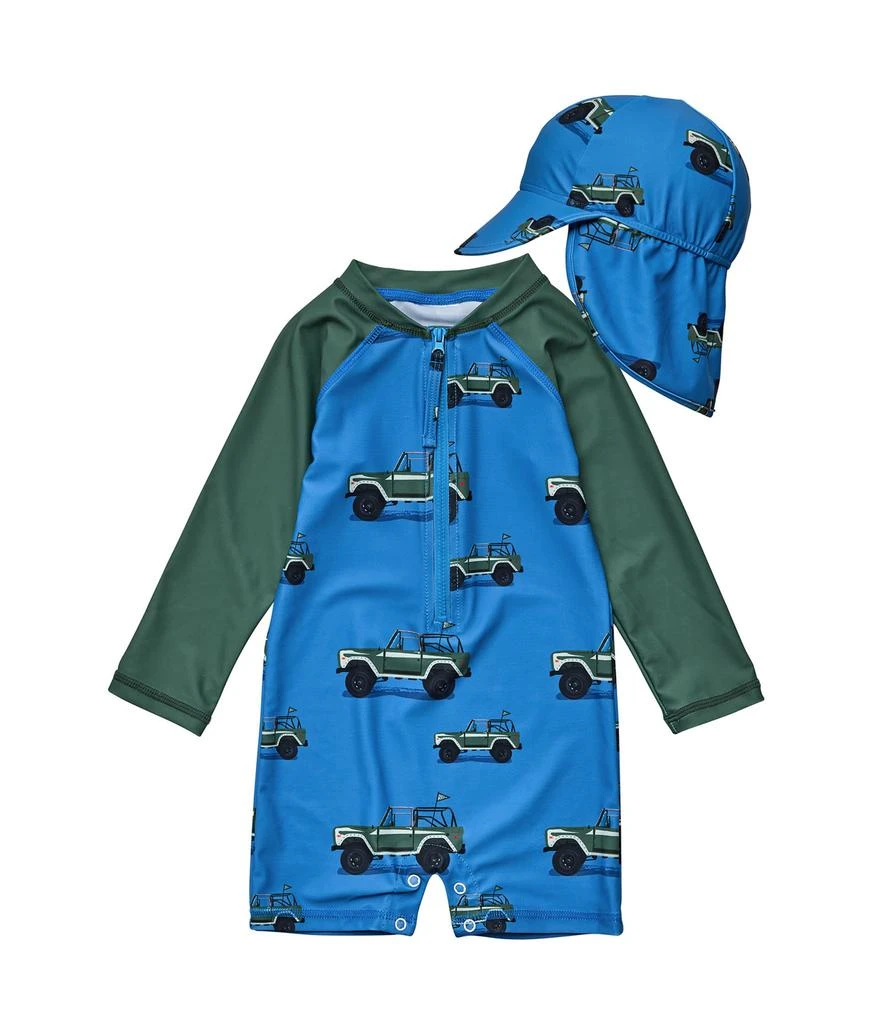 商品Snapper Rock|Surf Safari Flap Hat & Long Sleeve Sunsuit Set (Infant/Toddler),价格¥479,第1张图片
