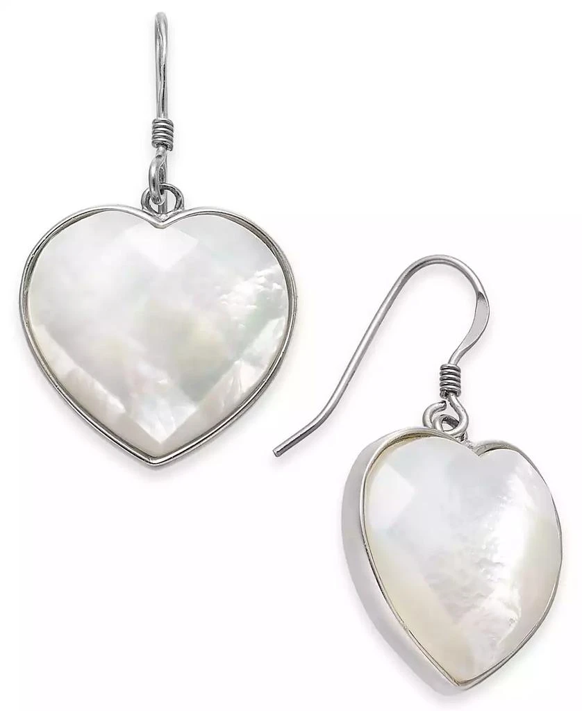 商品Macy's|Mother-of-Pearl Heart Drop Earrings in Sterling Silver,价格¥526,第1张图片