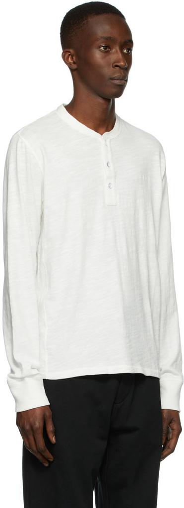 White Classic Long Sleeve Henley商品第2张图片规格展示