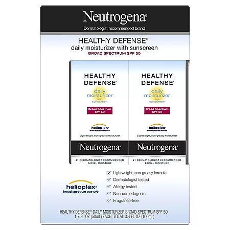 商品Neutrogena|Healthy Defense 保湿防晒乳SPF50(1.7 fl. oz.2支),价格¥138,第1张图片